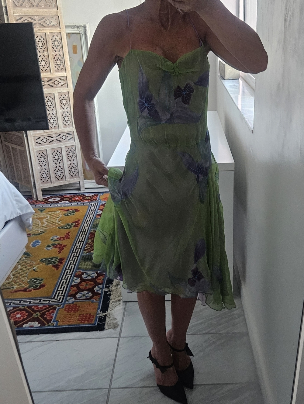 Vintage Handmade Embroidered Layered Silk Watercolor Fairy Dress - Picture 8 of 14